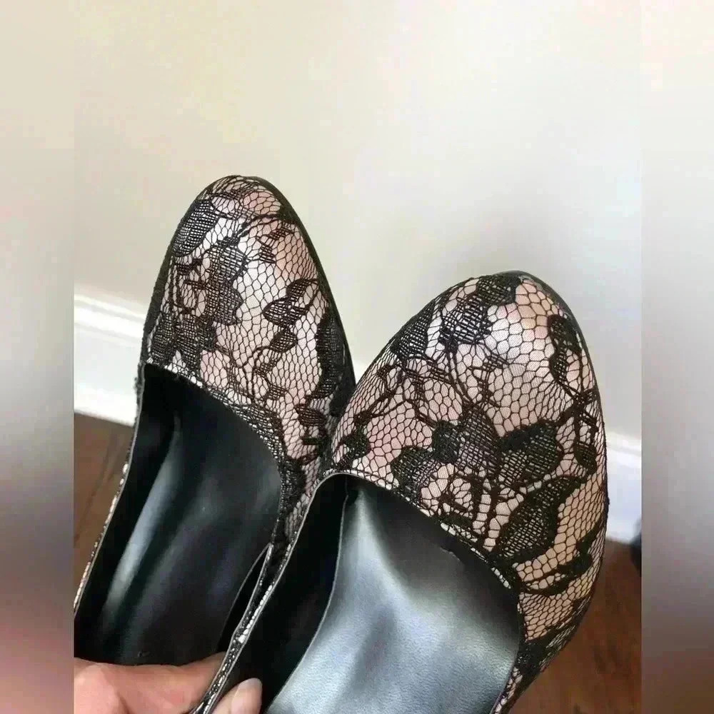 Ann Taylor Women’s 8 Black Lace Shimmer Pink Pump w/3.5” Heel - NEW IN BOX!! - Picture 7 of 11